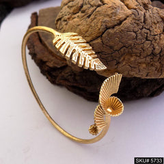 Gold Plated Unique Leaf Statement Designer  Cuff SKU5733