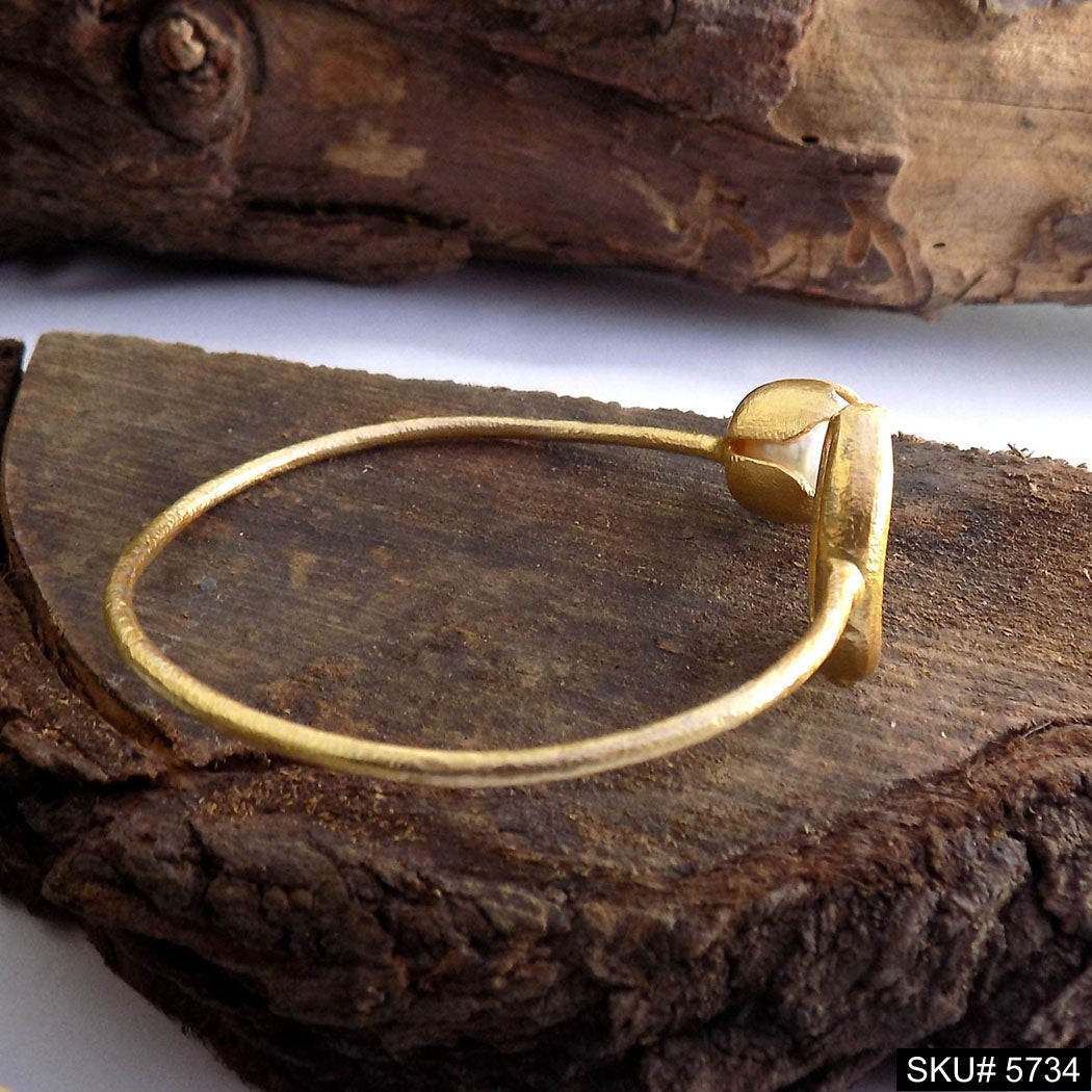 Gold Plated Unique Pearl and shell Statement Designer  Cuff SKU5734