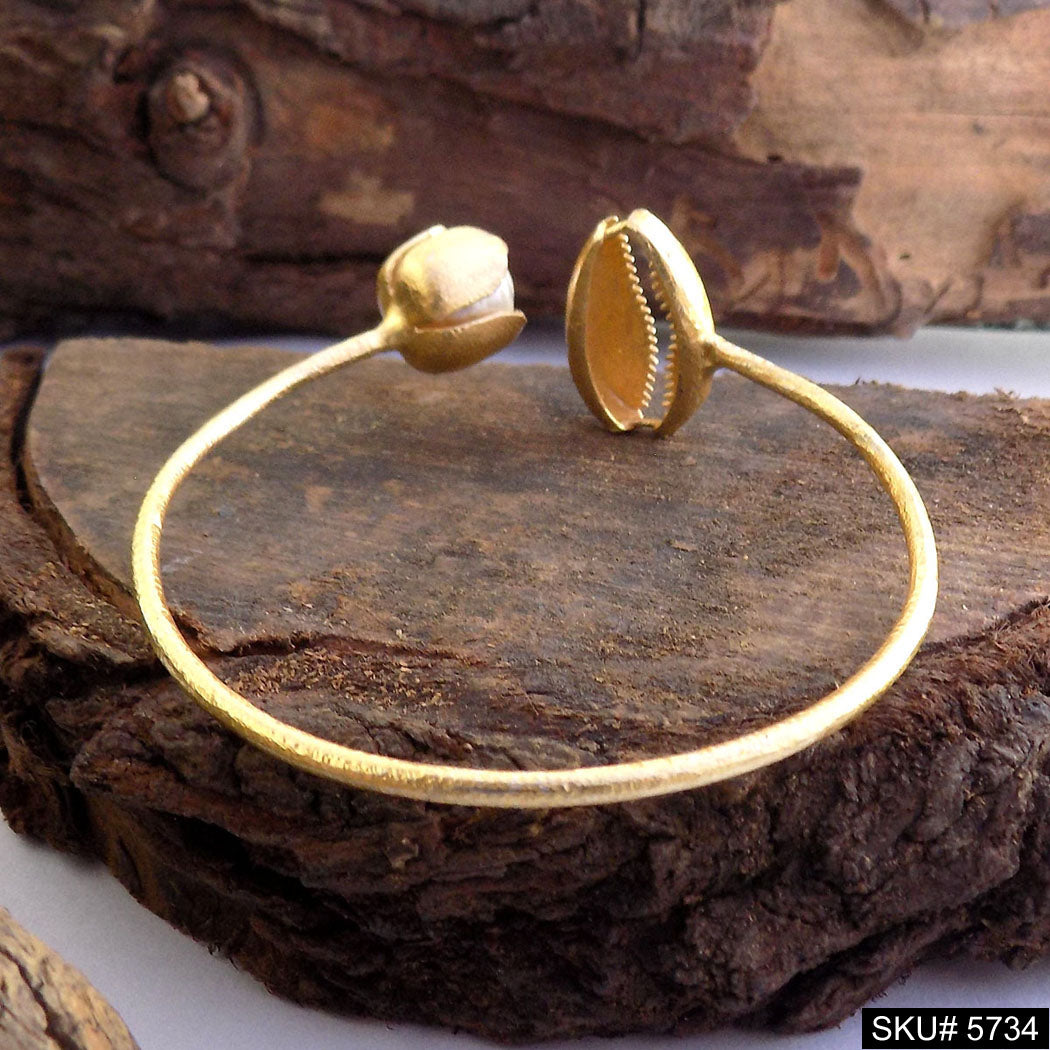 Gold Plated Unique Pearl and shell Statement Designer  Cuff SKU5734