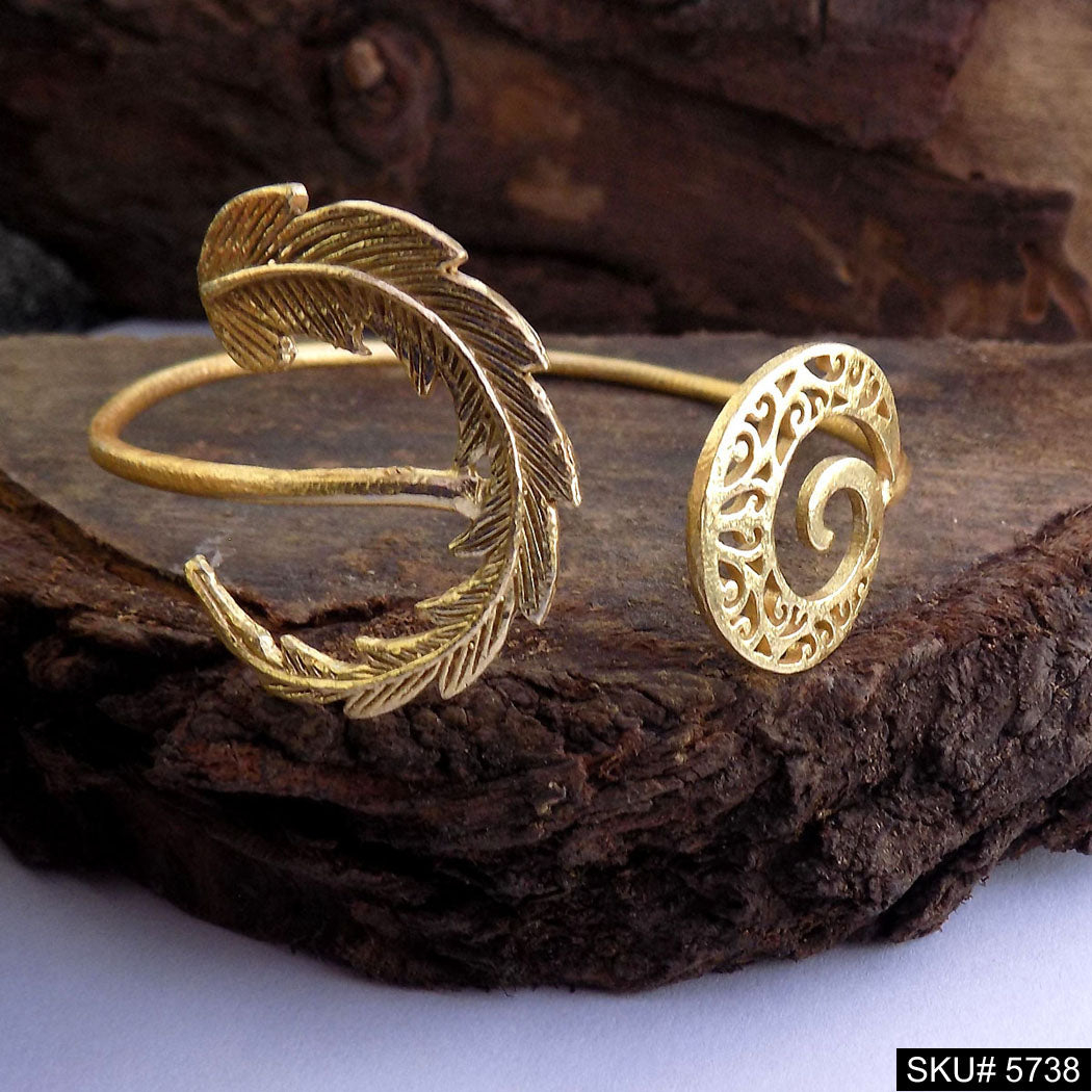 Gold Plated Unique Spiral and Leaves Statement Designer  Cuff SKU5738