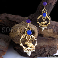 Gold plated Handmade Statement Bird Design Drop and Dangle Earring SKU5745