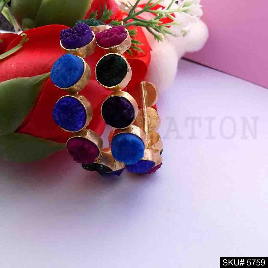 Gold plated Designer Multi Color Hoops Style Earring SKU5759