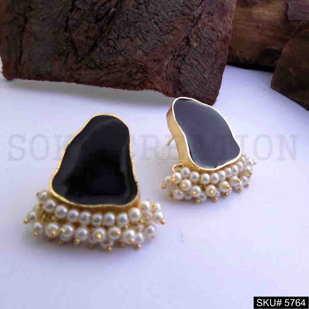 Gold plated Handmade Designer Big Stud Earring SKU5764