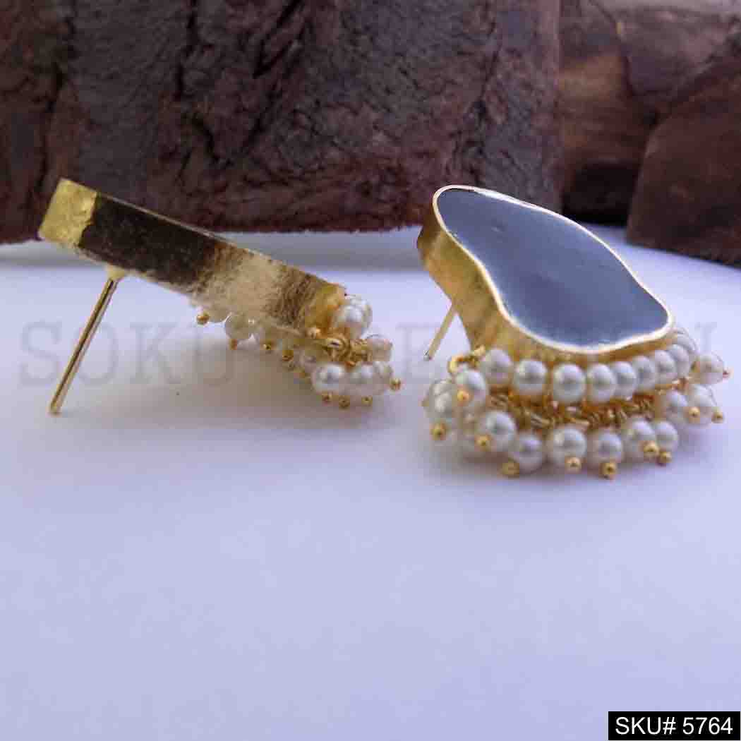 Gold plated Handmade Designer Big Stud Earring SKU5764