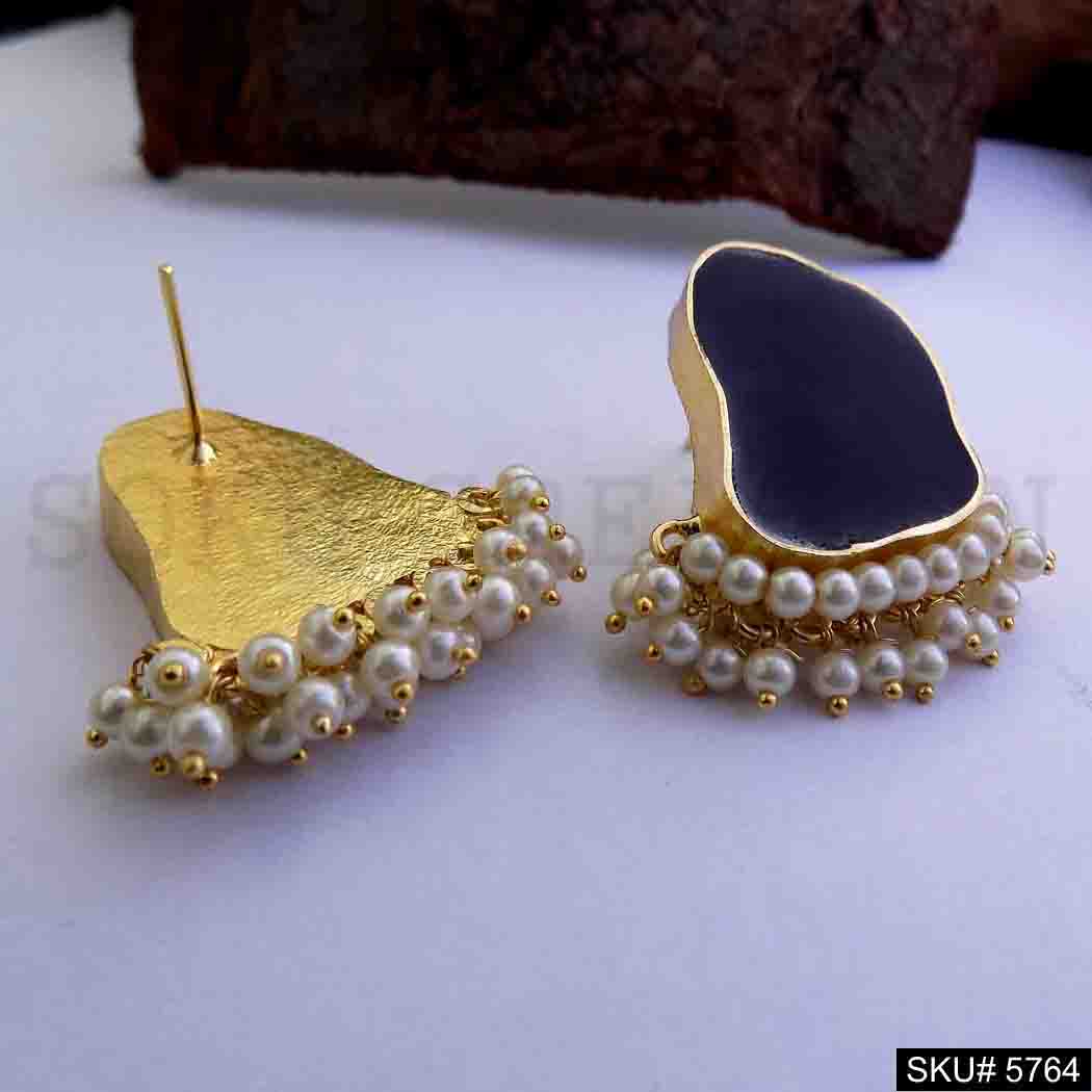 Gold plated Handmade Designer Big Stud Earring SKU5764