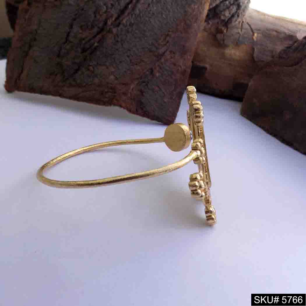 Gold Plated Unique Curve Gemstone Statement Designer Cuff SKU5766