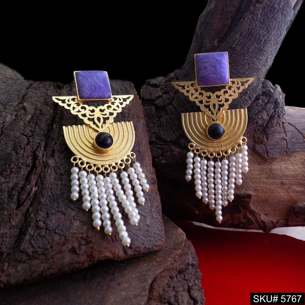 Gold plated Handmade Designer Drop and Dangle Earring SKU5767