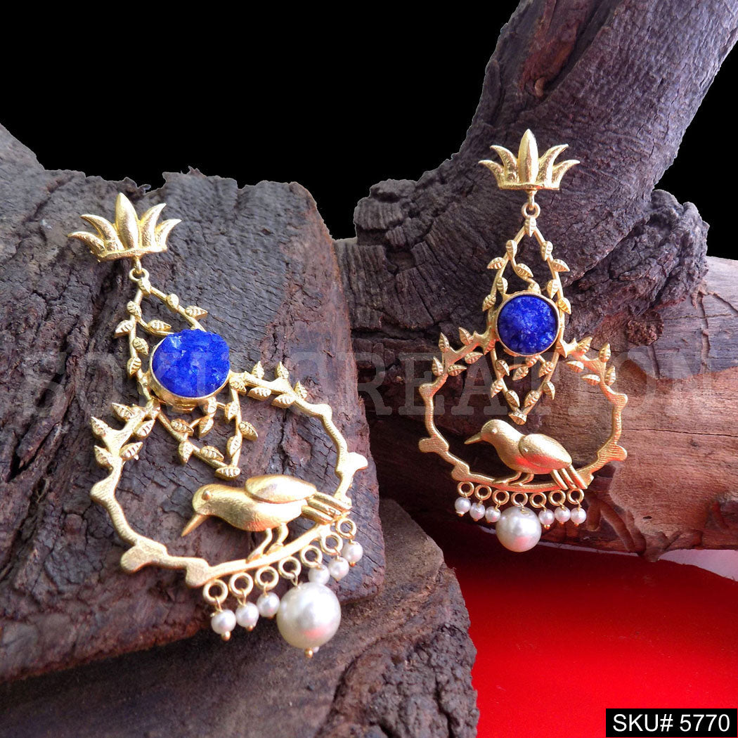 Gold plated Handmade Statement Bird Design Drop and Dangle Earring SKU5770