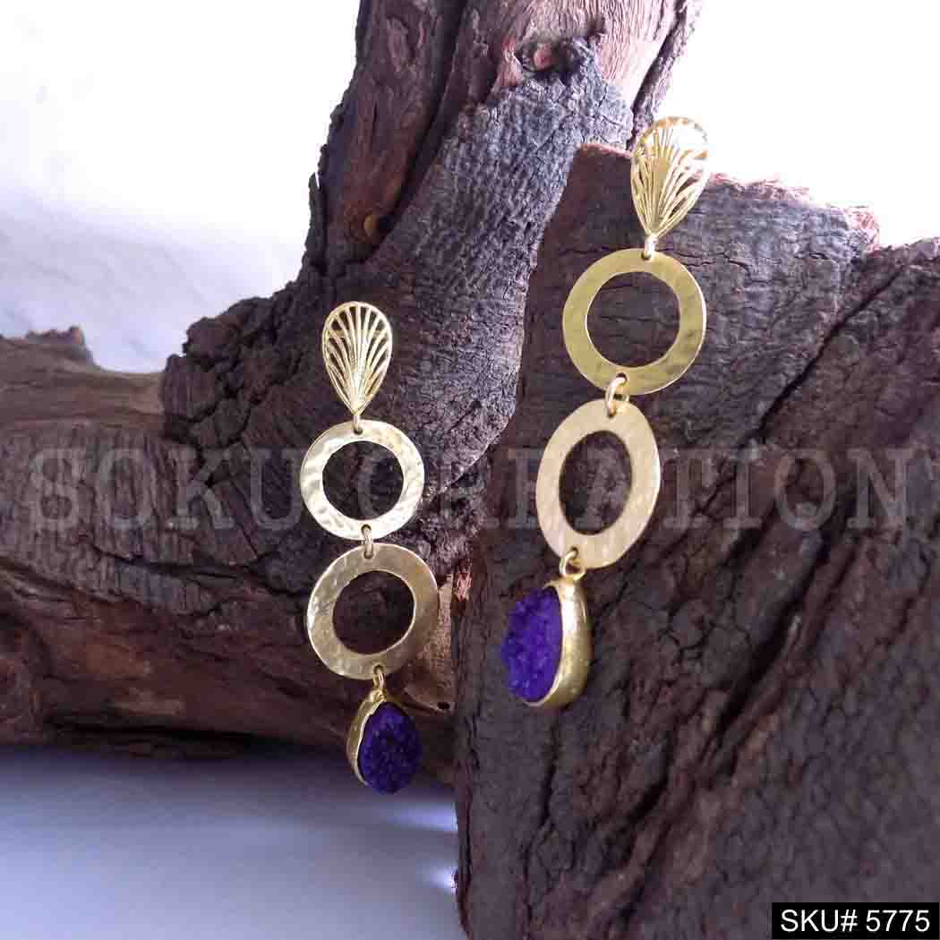 Gold plated Handmade Designer Long Drop and Dangle Earring SKU5775