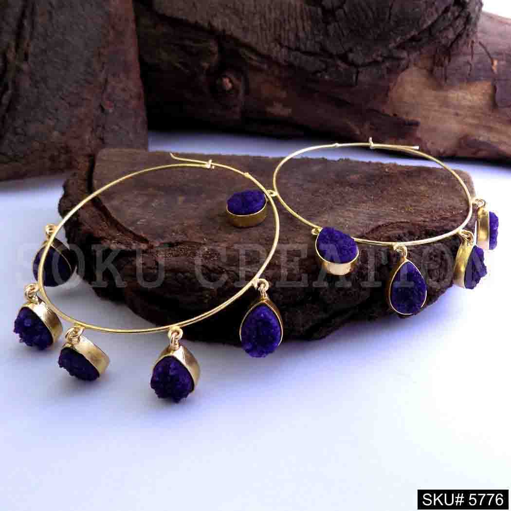 Gold plated Handmade Designer Big Hoops Earring SKU5776