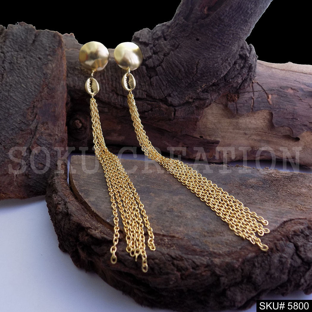 Gold plated Multi Chain with Shell Designer Drop and Dangle Earring SKU5800