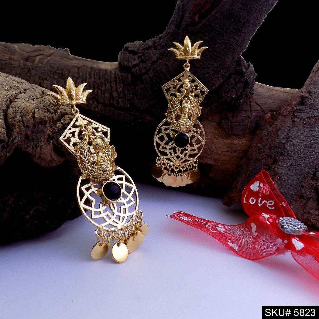Gold plated Peacock Designer Drop and Dangle Earring SKU5823