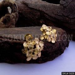 Gold plated Designer Unique Flower Big Stud Earring SKU5829