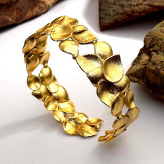 Gold Plated Leaves Unique Designer Cuff SKU5887