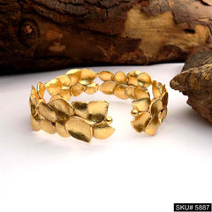 Gold Plated Leaves Unique Designer Cuff SKU5887