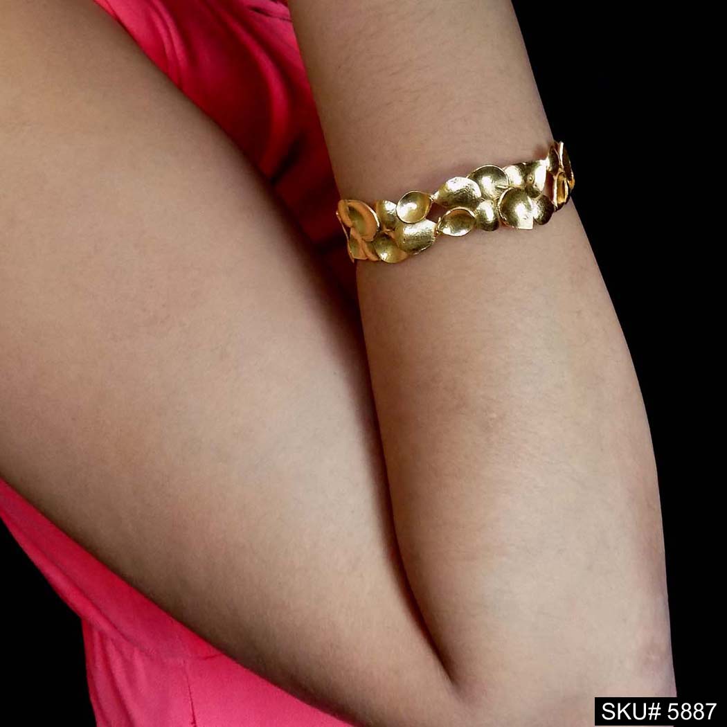 Gold Plated Leaves Unique Designer Cuff SKU5887