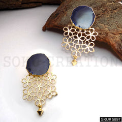 Gold plated Big Stud Designer Earring SKU5897