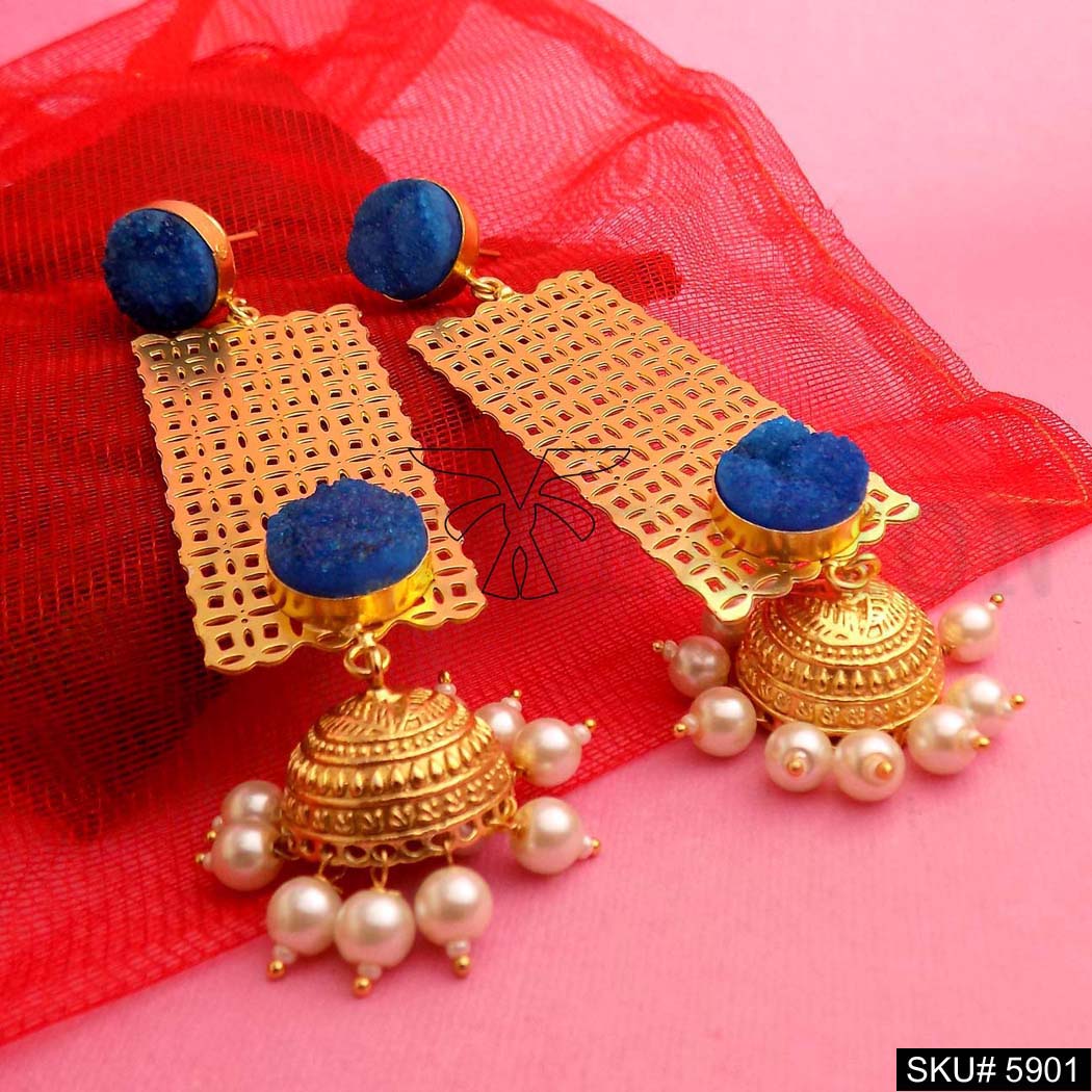 Gold plated Designer Drop and Dangle Jhumki Earring SKU5901