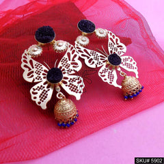 Gold plated Designer Butterfly Drop and Dangle Jhumki Earring SKU5902