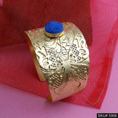 Gold Plated Butterfly Blue Stone Unique Designer Cuff SKU5908