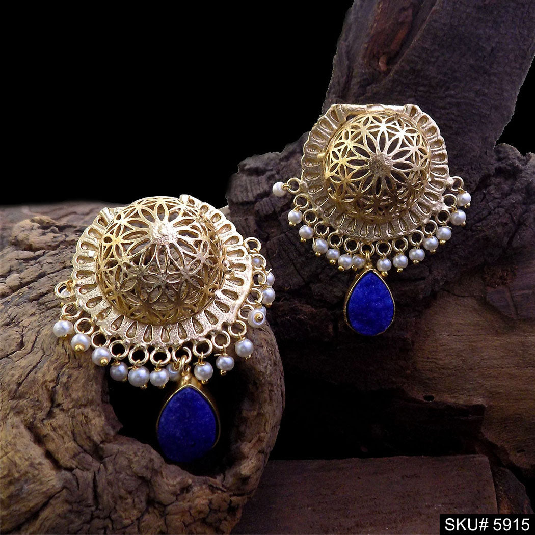 Gold plated Designer Big Stud Earring SKU5915