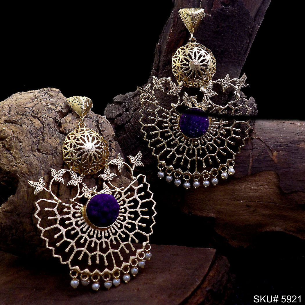Gold plated Designer Statement Drop and Dangle Earring SKU5921