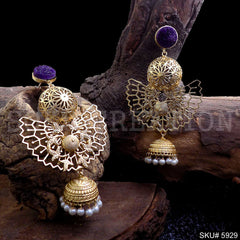 Gold plated Designer Drop and Dangle Jhumki Earring SKU5929