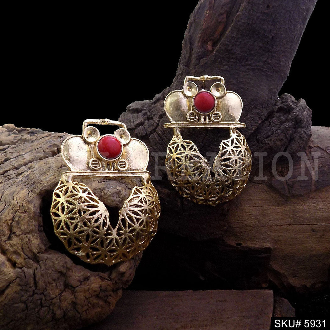 Gold plated Designer Big Stud Earring SKU5931