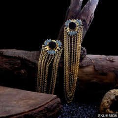 Gold plated Designer Drop and Dangle with Multi Chain Earring SKU5936