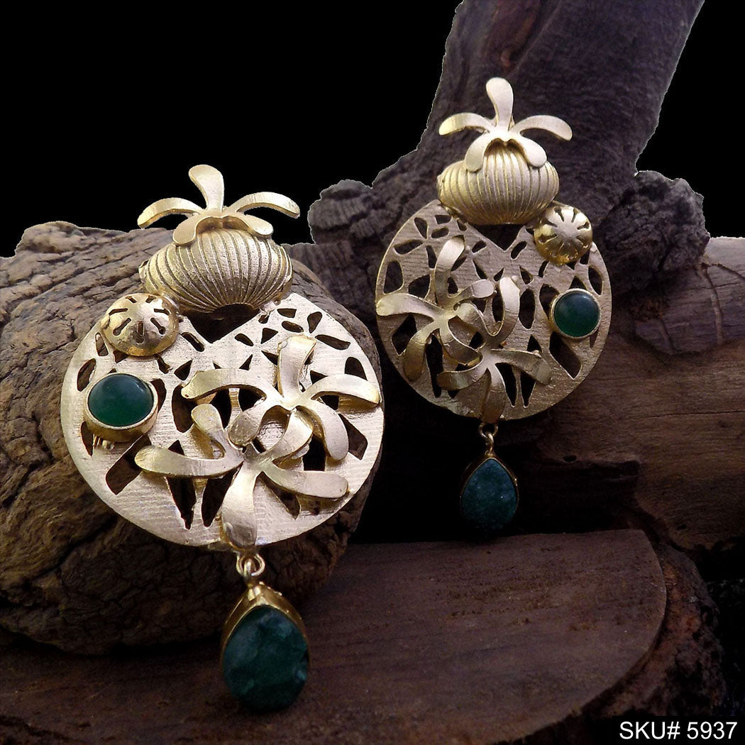 Gold plated Designer Big Stud Earring SKU5937