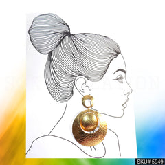 Gold plated Designer Hammered Statement  Drop and Dangle Earring SKU5949