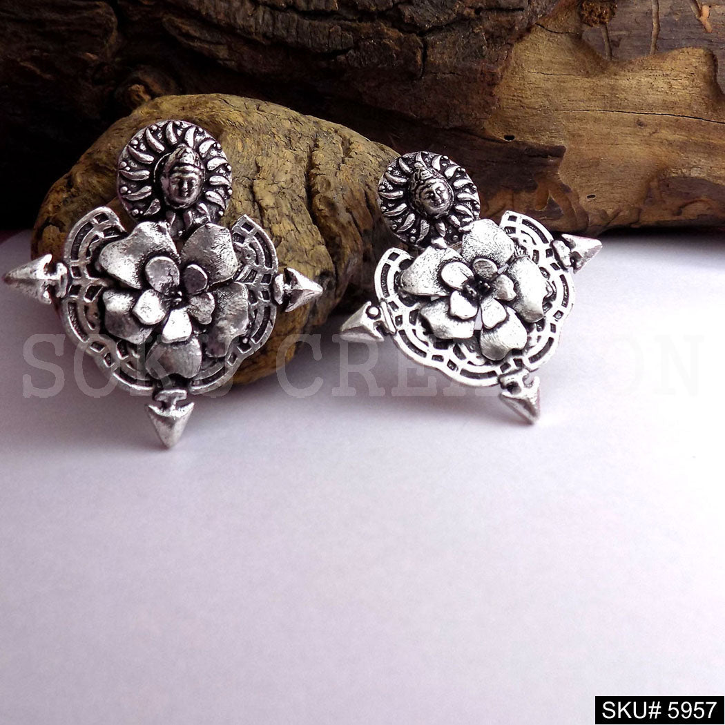 Silver plated Designer Big Stud Earring SKU5957