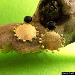 Gold plated Designer Handmade Big Stud Earring SKU5962