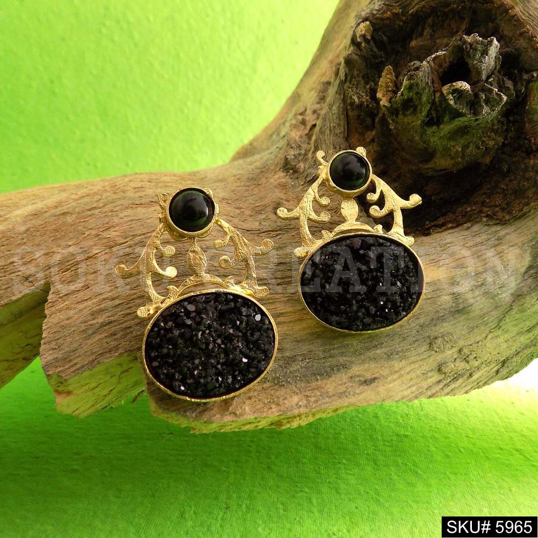 Gold plated Designer Handmade Big Stud Earring SKU5965
