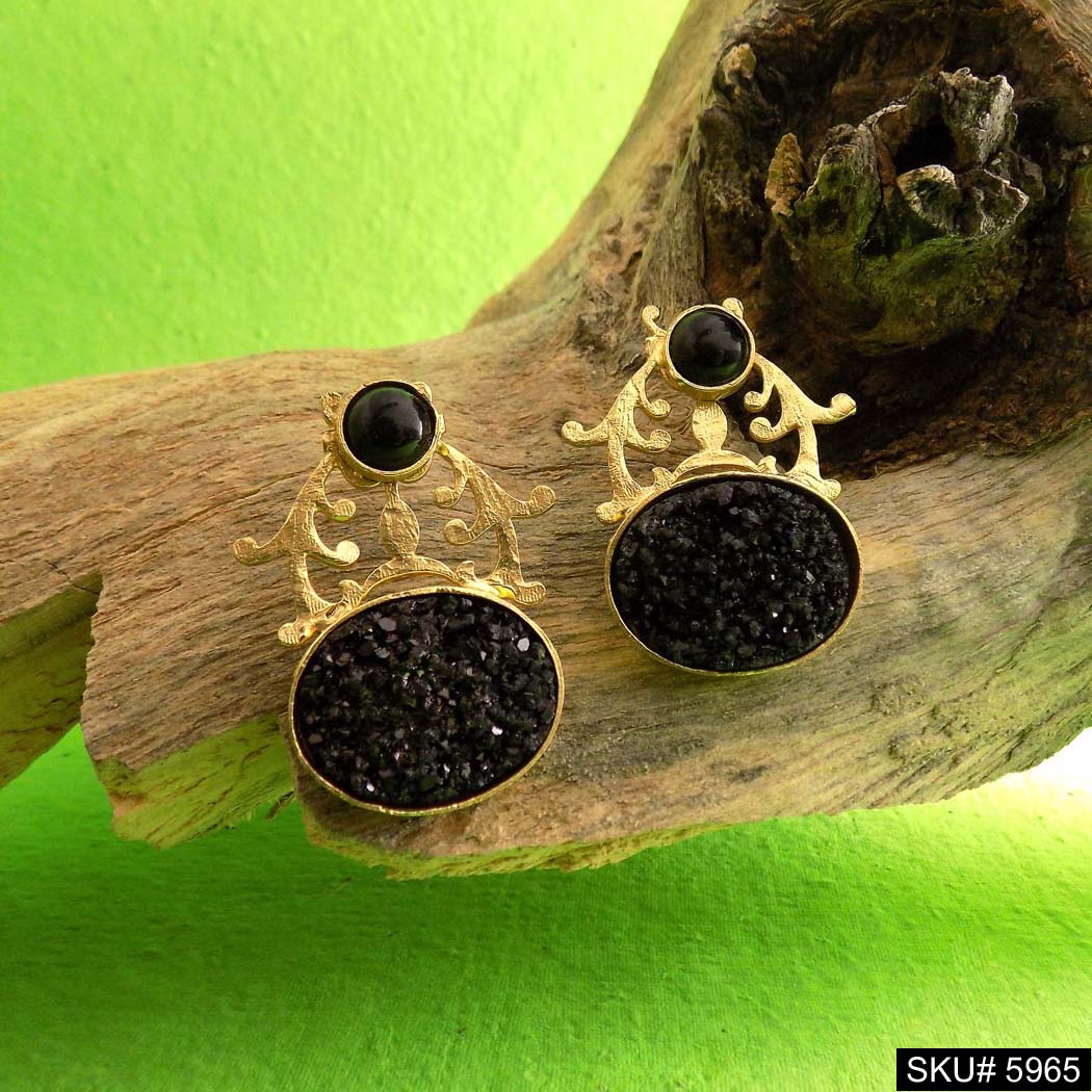 Gold plated Designer Handmade Big Stud Earring SKU5965