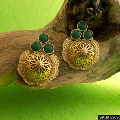 Gold plated Designer Handmade Big Stud Earring SKU5969