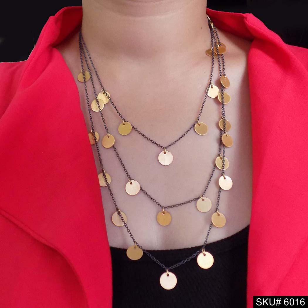 Black Plated Chain Unique Multi Layer Chain Necklace SKU6016