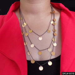Black Plated Chain Unique Multi Layer Chain Necklace SKU6016