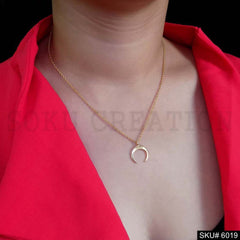 Gold Plated Half Moon Style Pendant Charm With Chain SKU6019