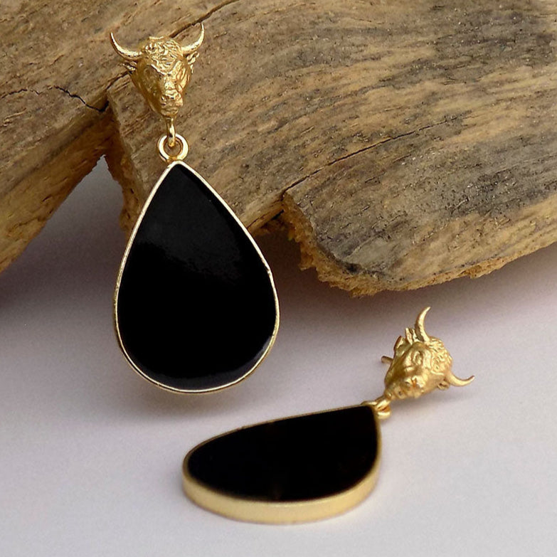 Gold plated Bull Design Handmade Drop and Dangle Earring SKU6039