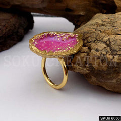 Gold Plated Big Handmade Cocktail Designer Ring SKU6056