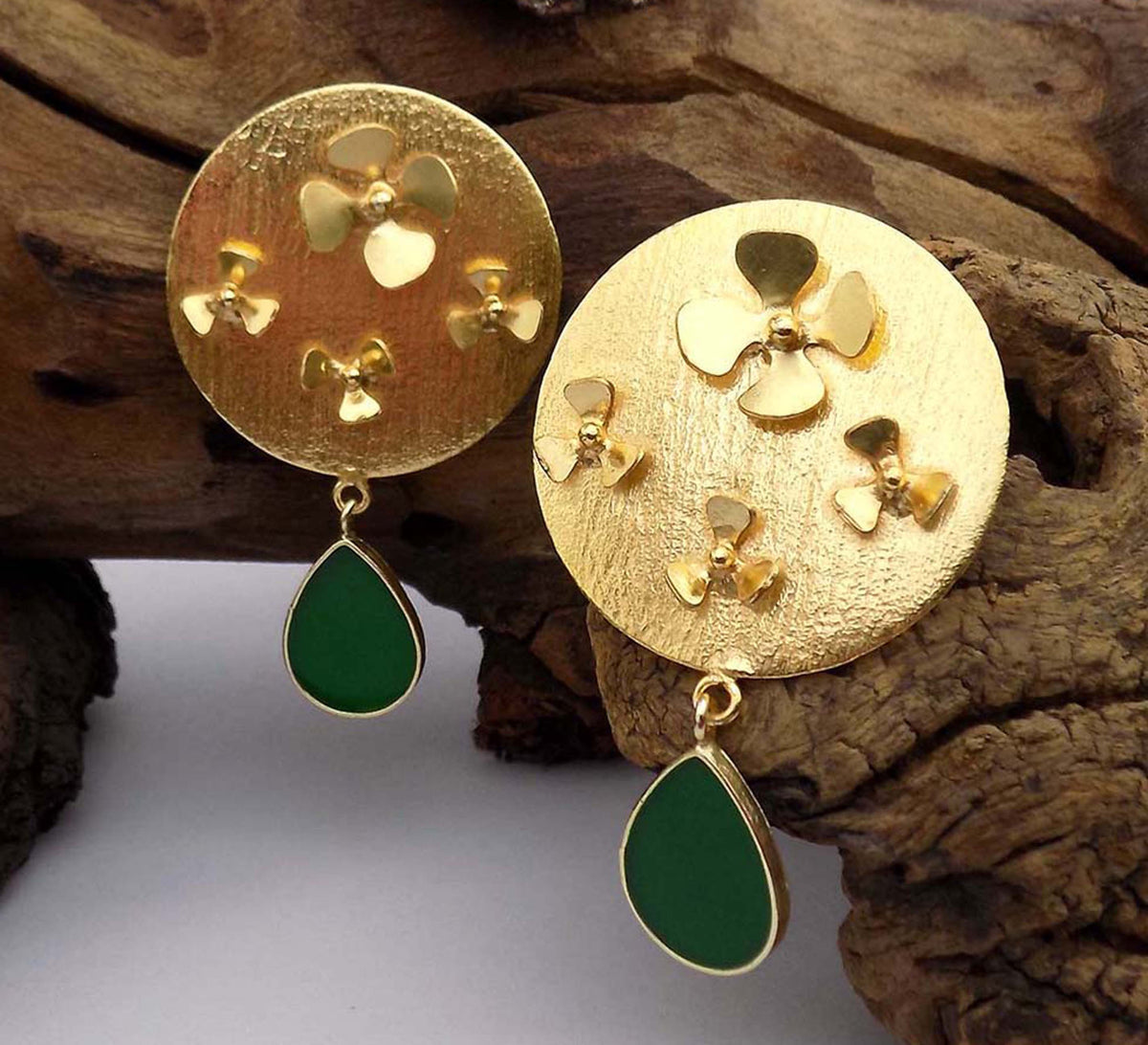Gold plated Handmade Design Big Stud Earring SKU6057