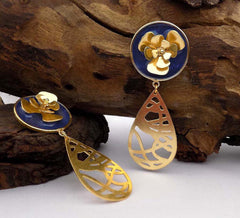 Gold plated Handmade Design Flower Drop and Dangle Earring SKU6062