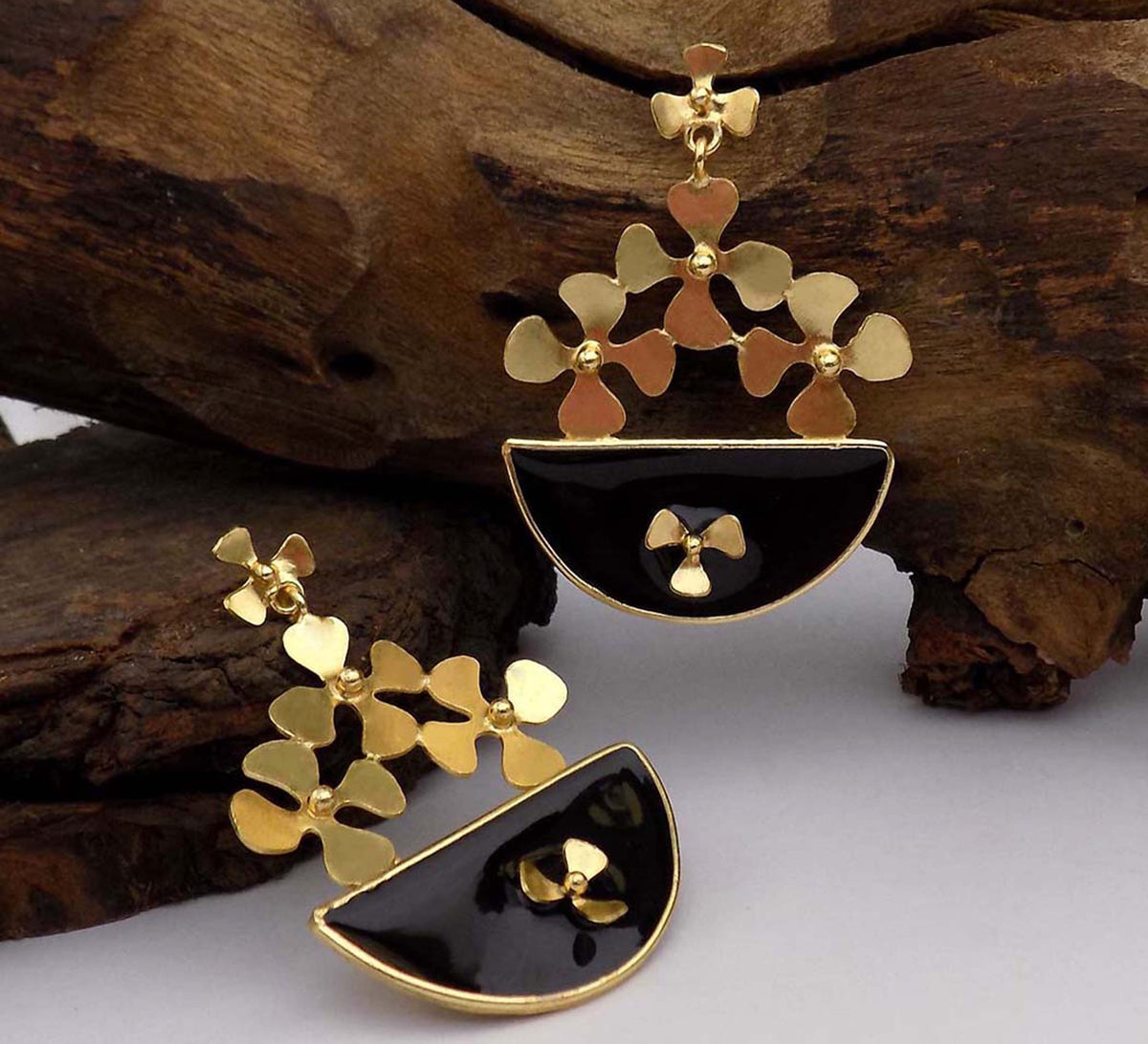 Gold plated Handmade Design Flower Drop and Dangle Earring SKU6068