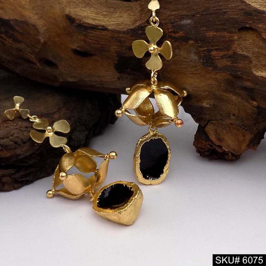 Gold plated Handmade Design Flower Drop and Dangle Earring SKU6075