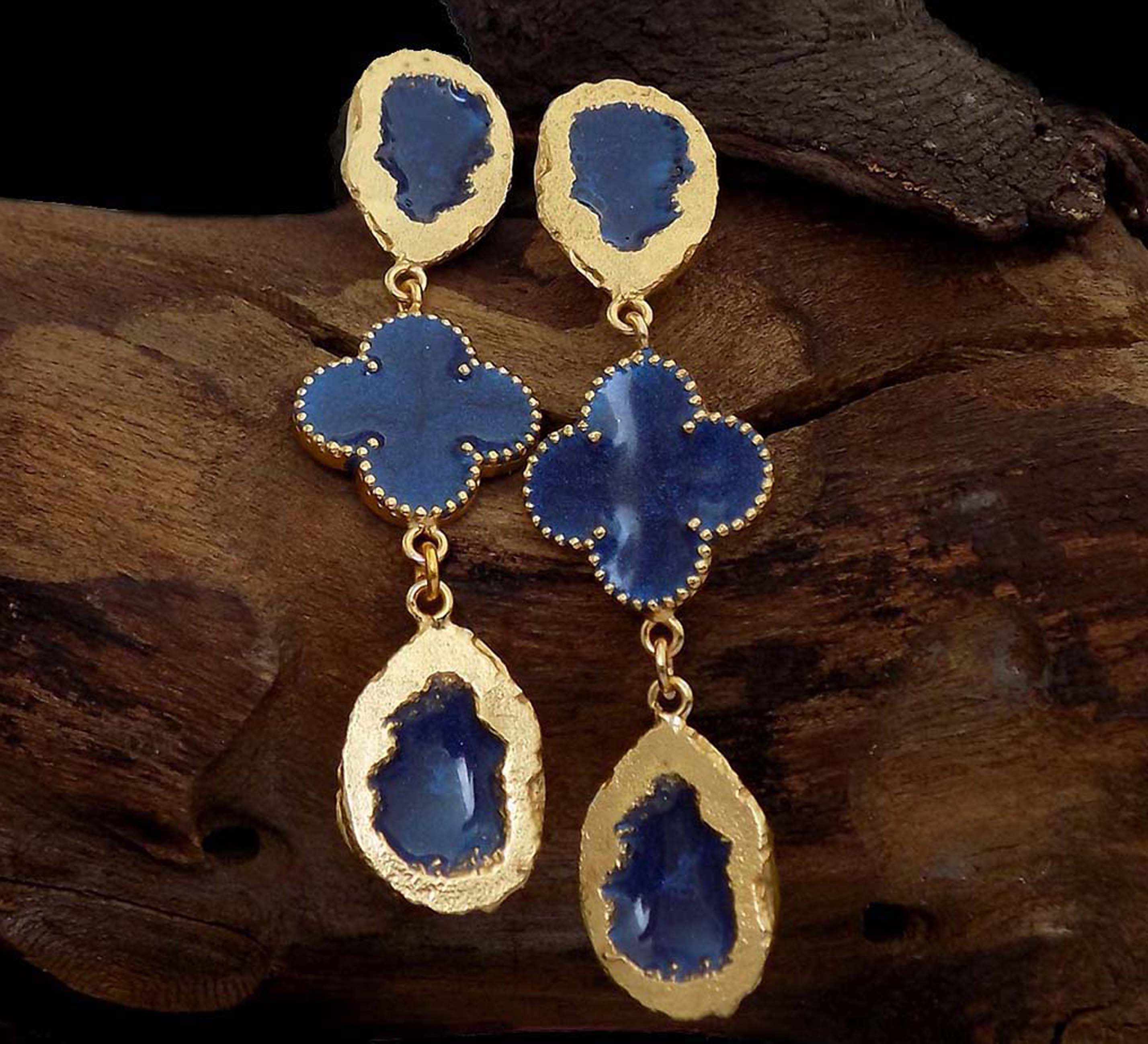 Gold plated Handmade Design Flower Drop and Dangle Earring SKU6077