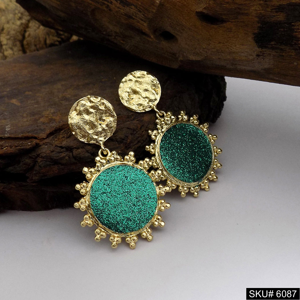 Gold plated Hammered Designer Drop and Dangle Earring SKU6087