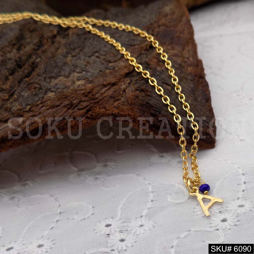 Gold Plated Alphabet A Letters Charm With Chain SKU6090