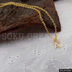 Gold Plated Alphabet A Letters Charm With Chain SKU6090