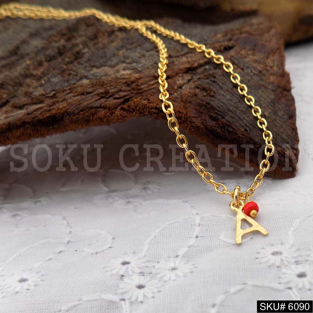 Gold Plated Alphabet A Letters Charm With Chain SKU6090